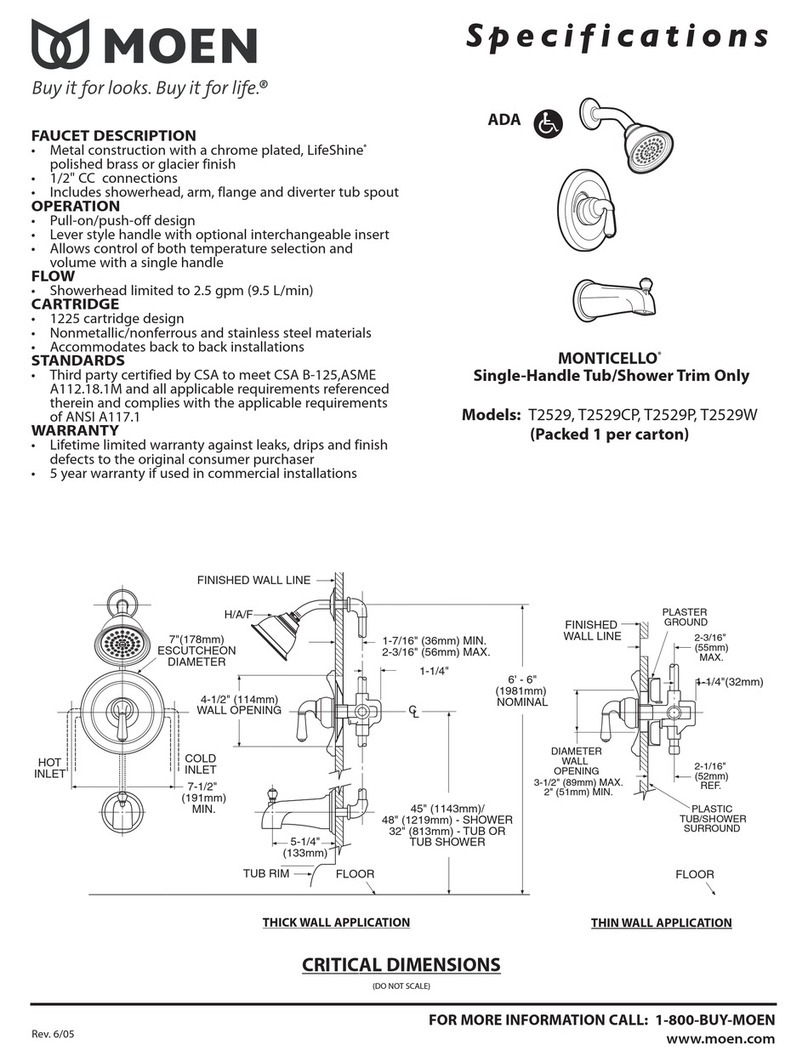 Moen MONTICELLO T2529 User manual