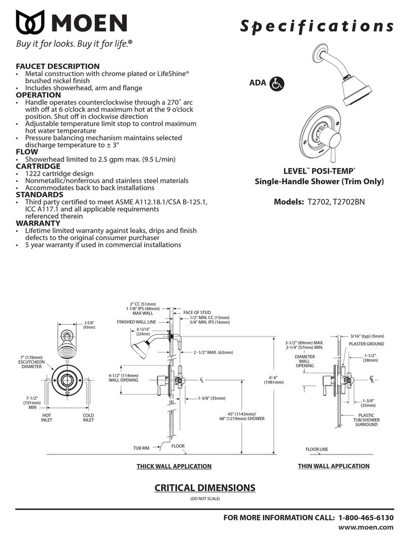 Moen LEVEL POSI-TEMP T2702BN Specifications Moen LEVEL POSI-TEMP T2702BN Specifications