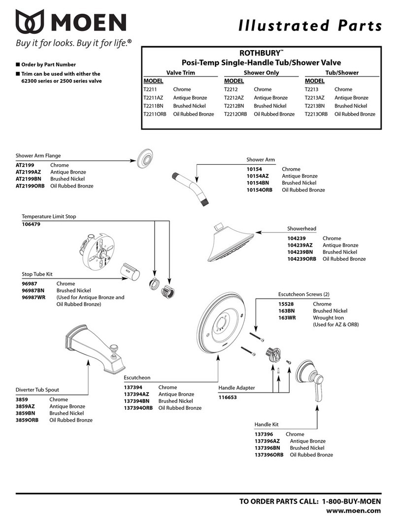 Moen ROTHBURY T2211AZ Illustrated parts list
