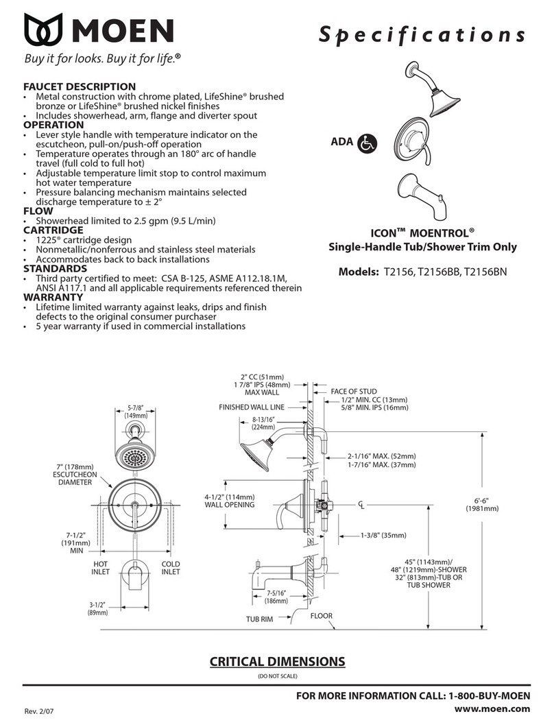 Moen ICON MOENTROL T2156BB Specification sheet