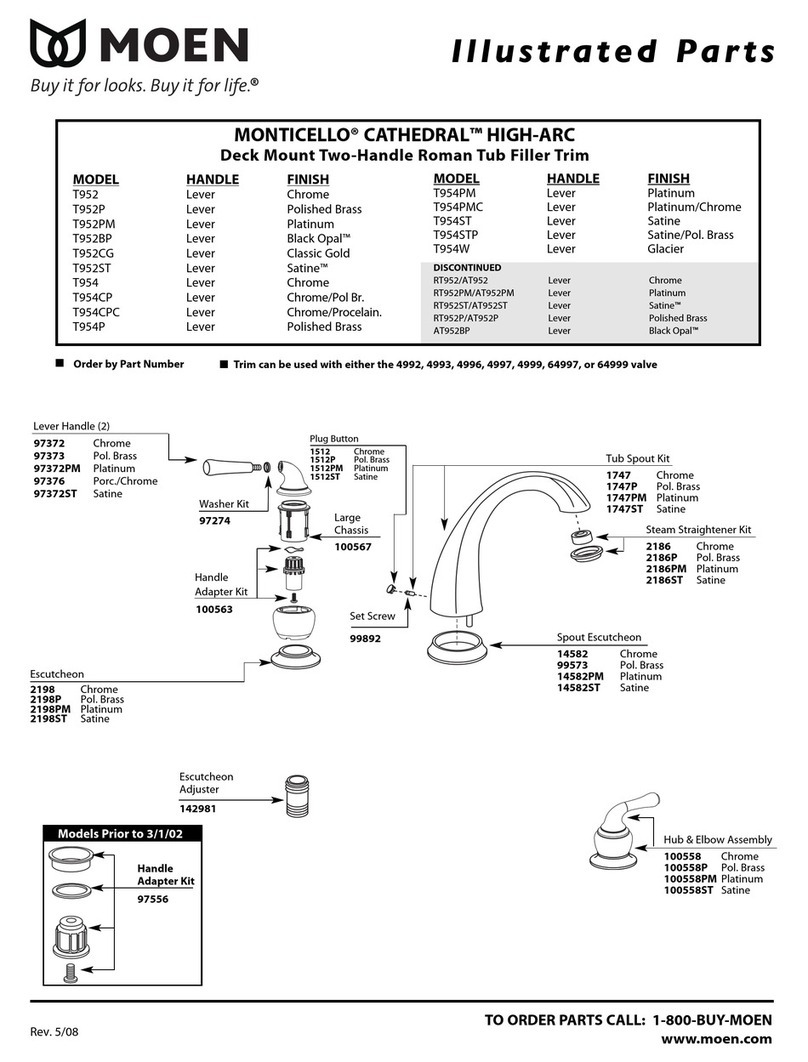 Moen MONTICELLO T952 Setup guide
