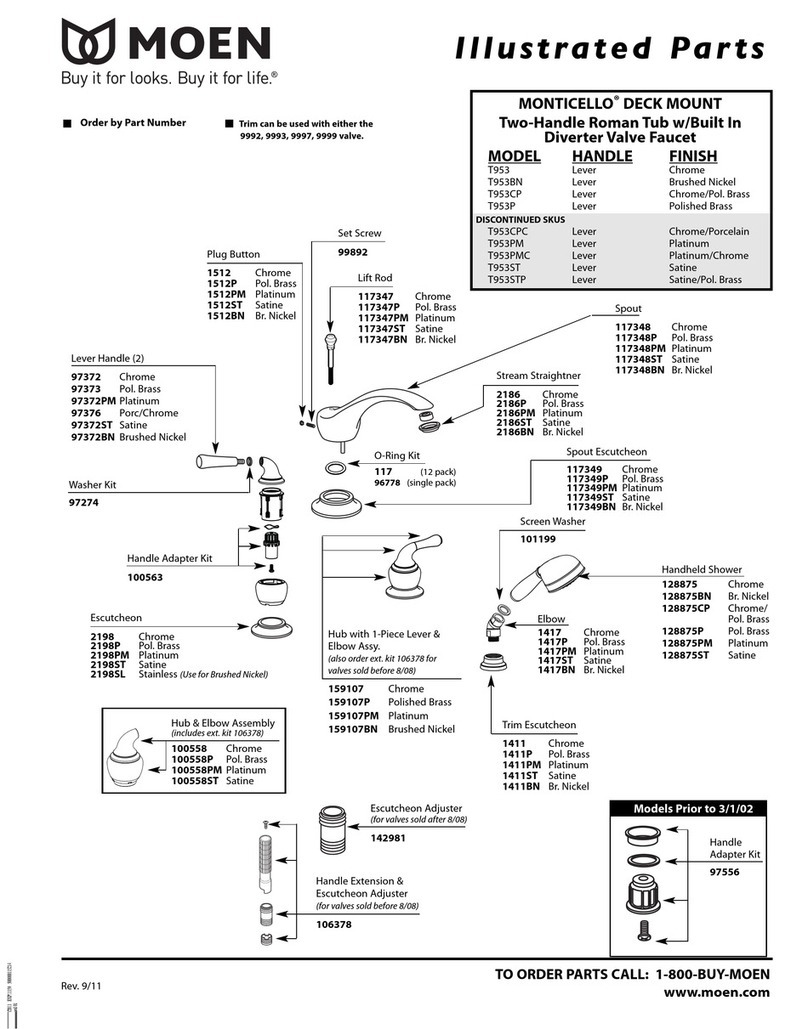 Moen MONTICELLO T953BN User manual
