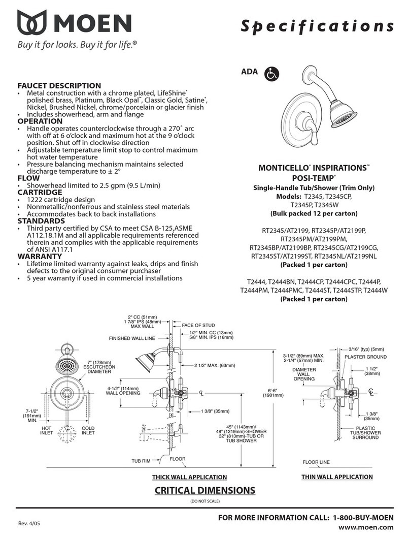 Moen Monticello Inspirations T2345 Specifications