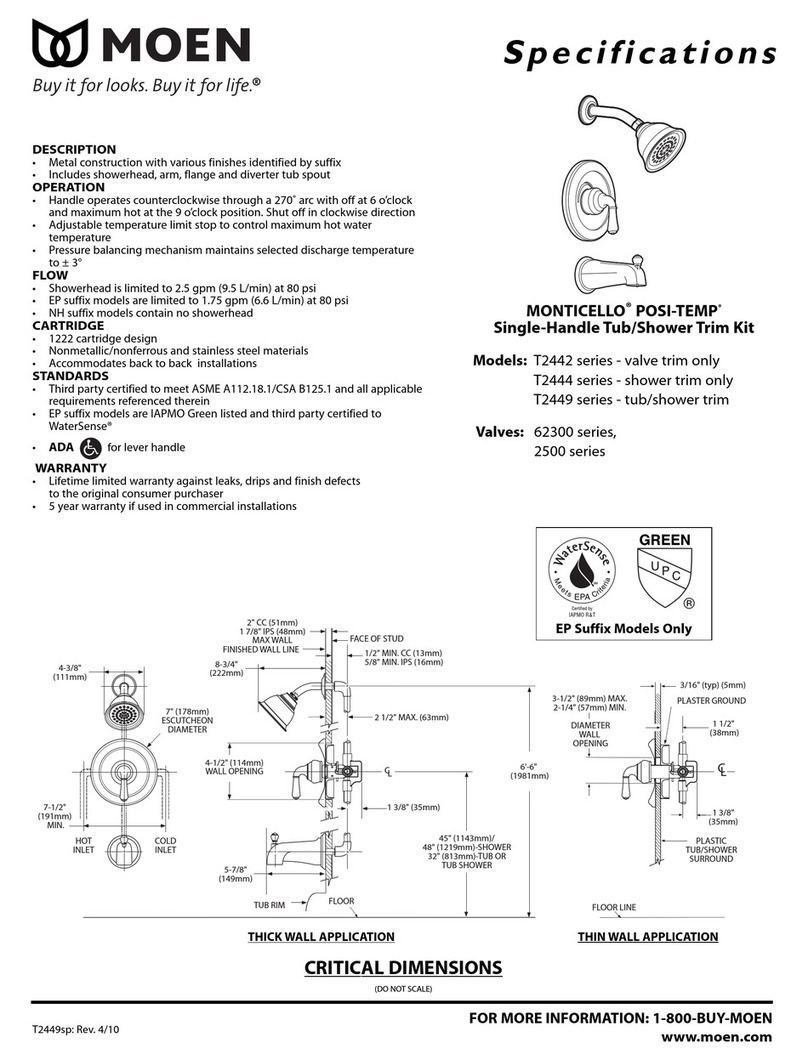 Moen MONTICELLO INSPIRATIONS POSI-TEMP T2347 User manual