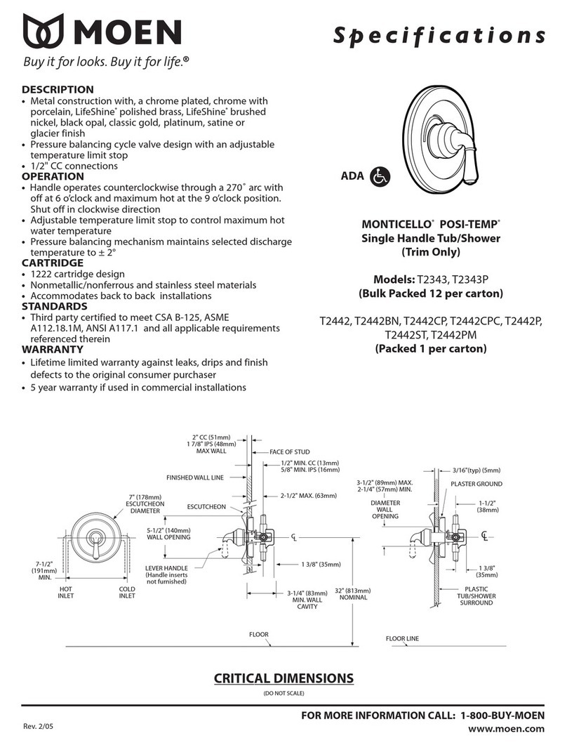 Moen Monticello Posi-Temp T2343 Specifications