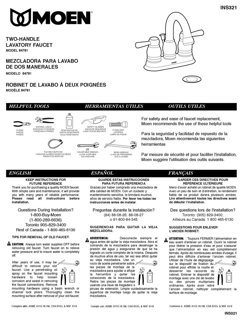 Moen Lever Chrome 84781 instruction manual