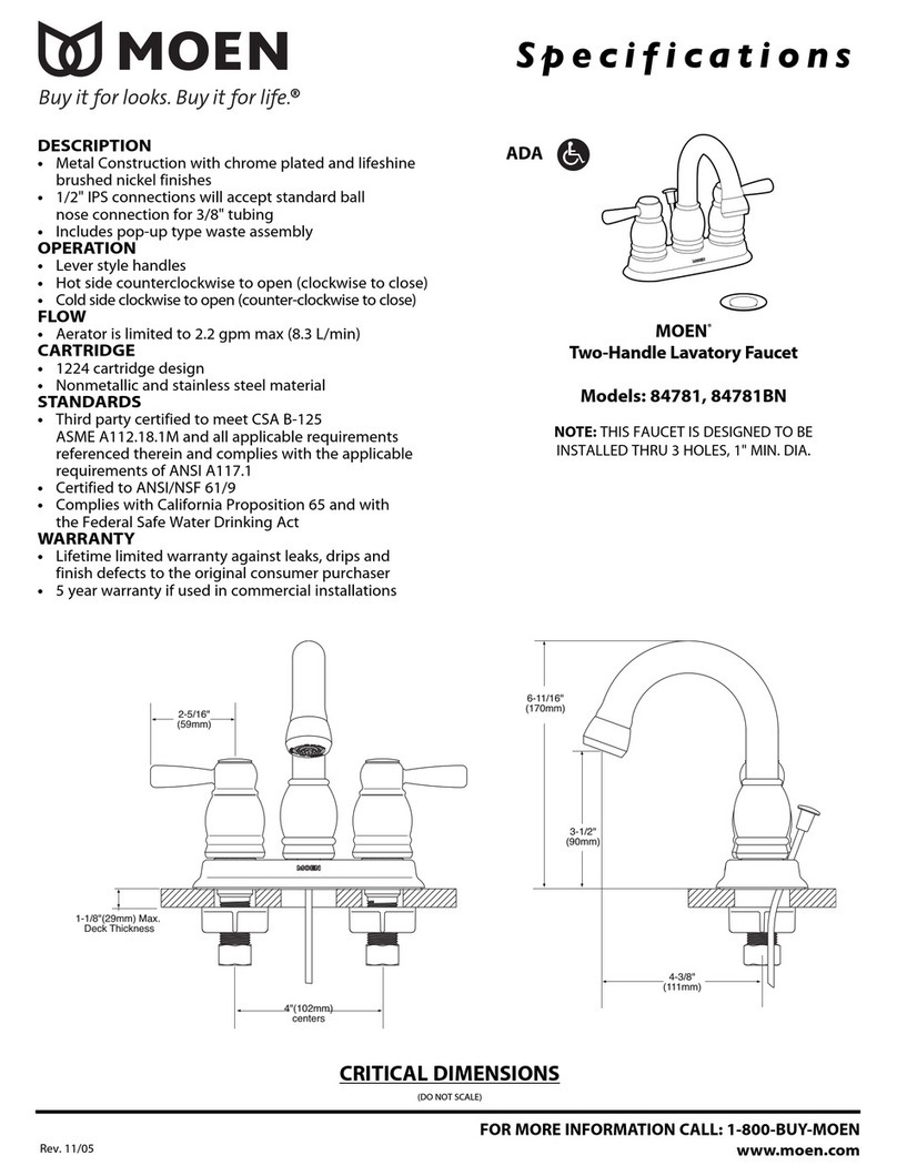 Moen Lever Brushed Nickel 84781BN User manual