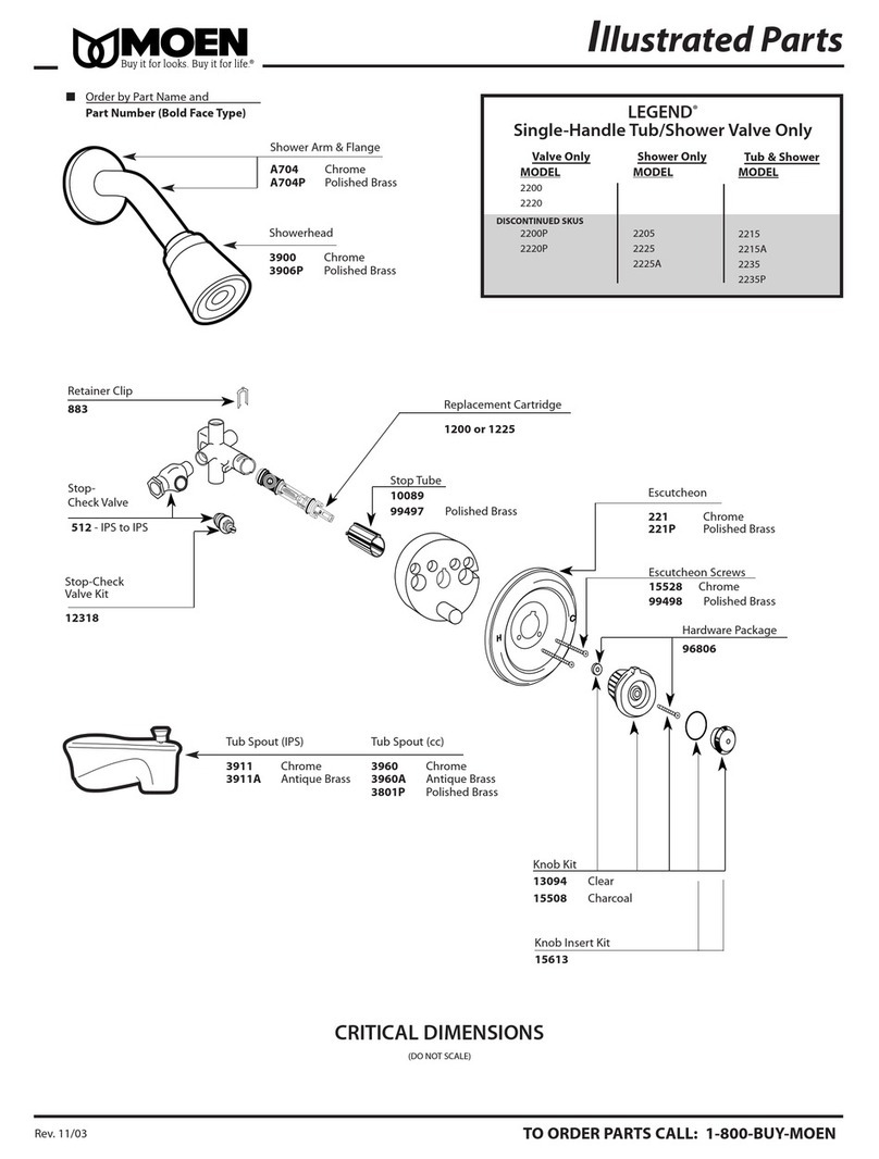 Moen Legend 2200P Illustrated parts list Moen Legend 2200P Illustrated parts list