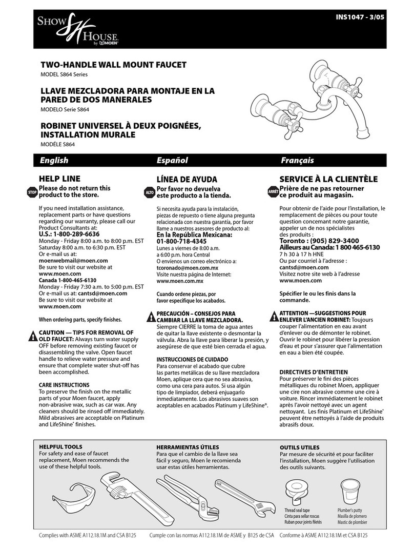 Moen Show House S864 Series User manual