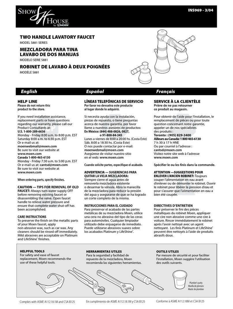 Moen Show House S881 Series User manual