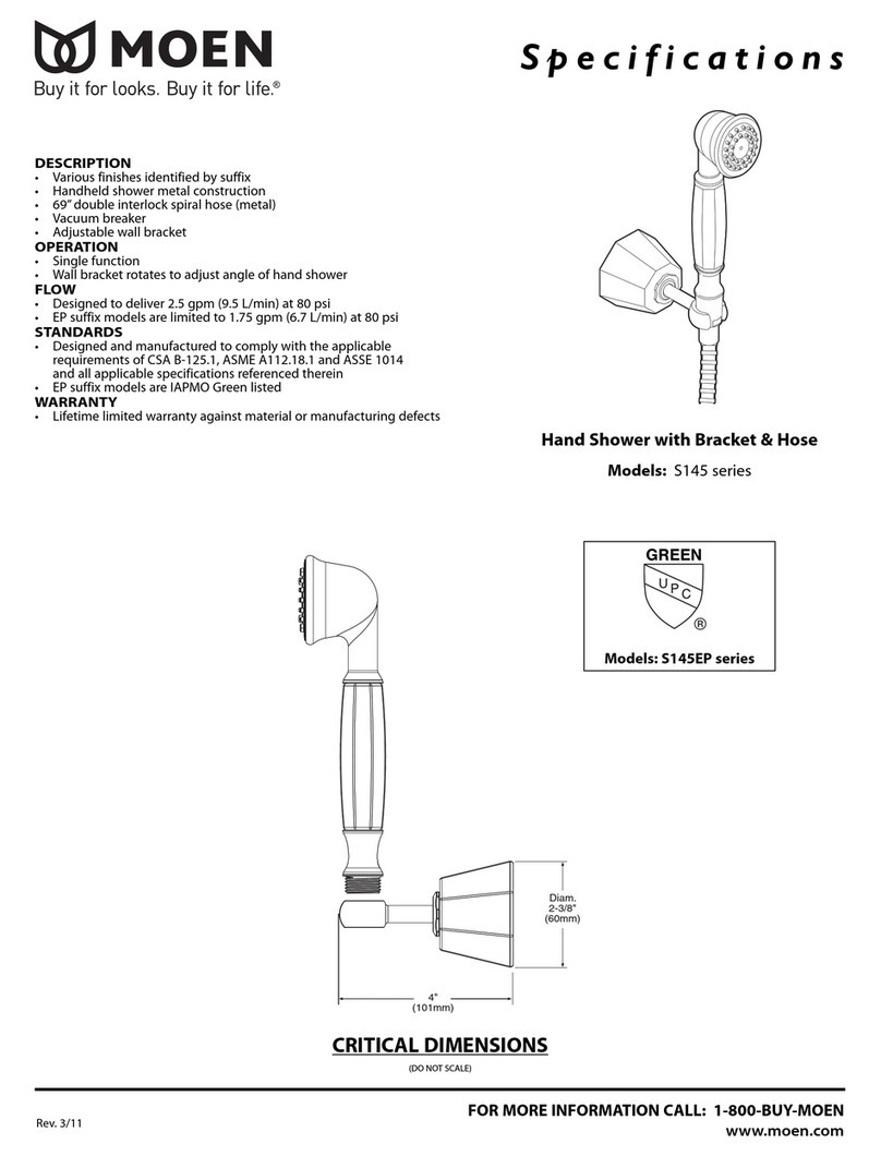 Moen S145 Series Specifications Moen S145 Series Specifications