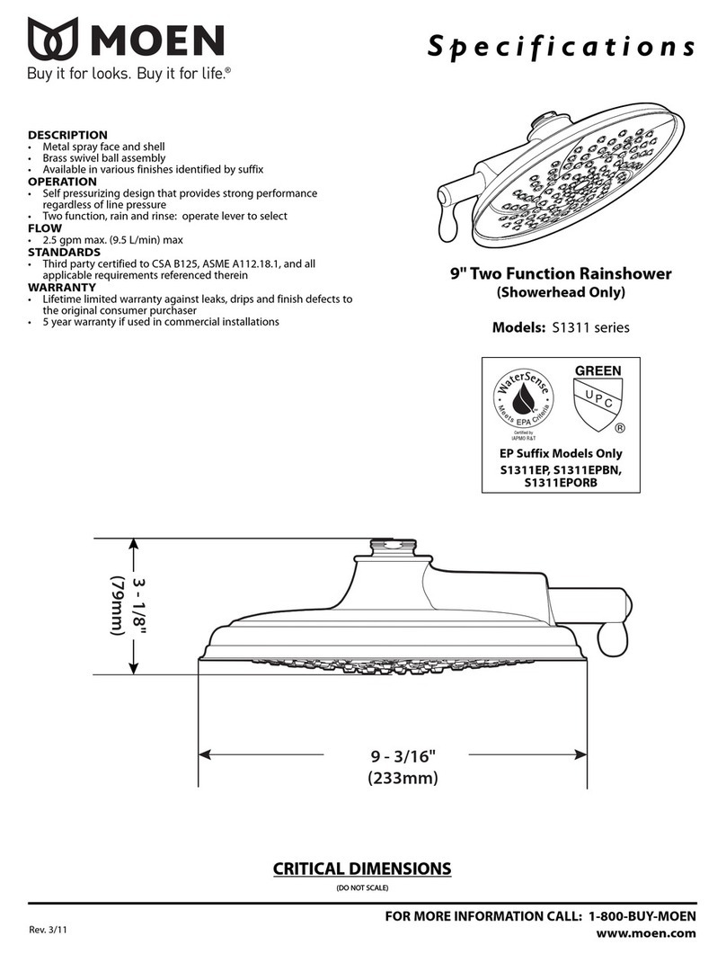 Moen S1311 Series Specification sheet Moen S1311 Series Specification sheet