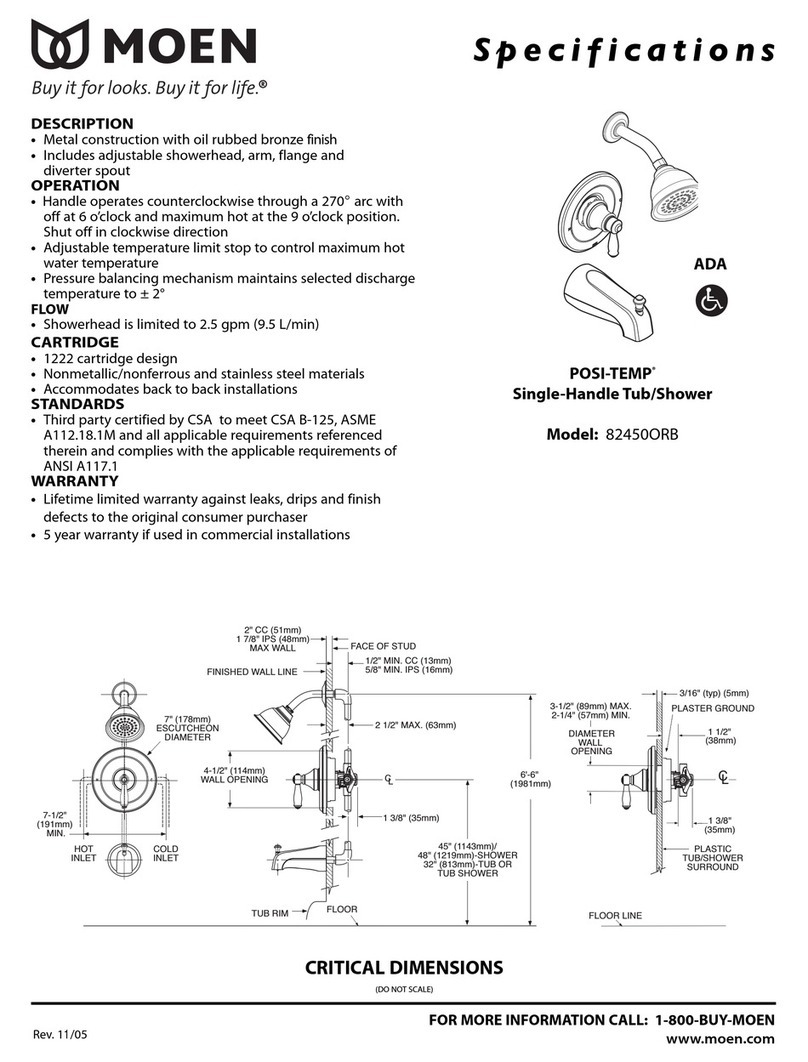 Moen Posi-Temp Single-Handle Tub/Shower 82450ORB Specifications