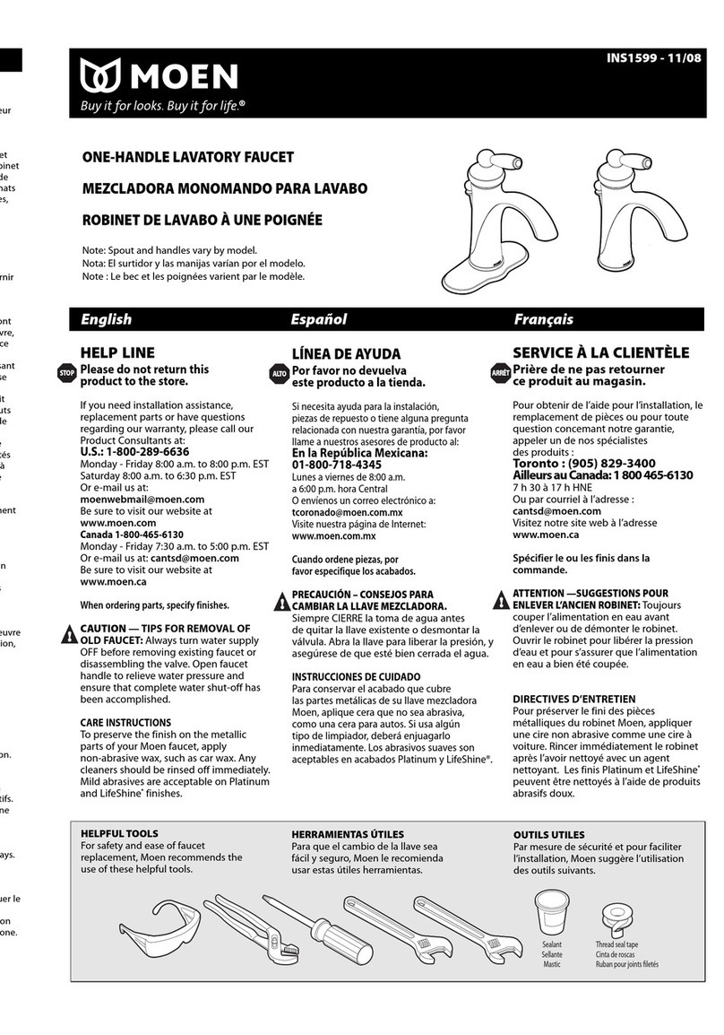Moen One-Handle Lavatory Faucet user manual