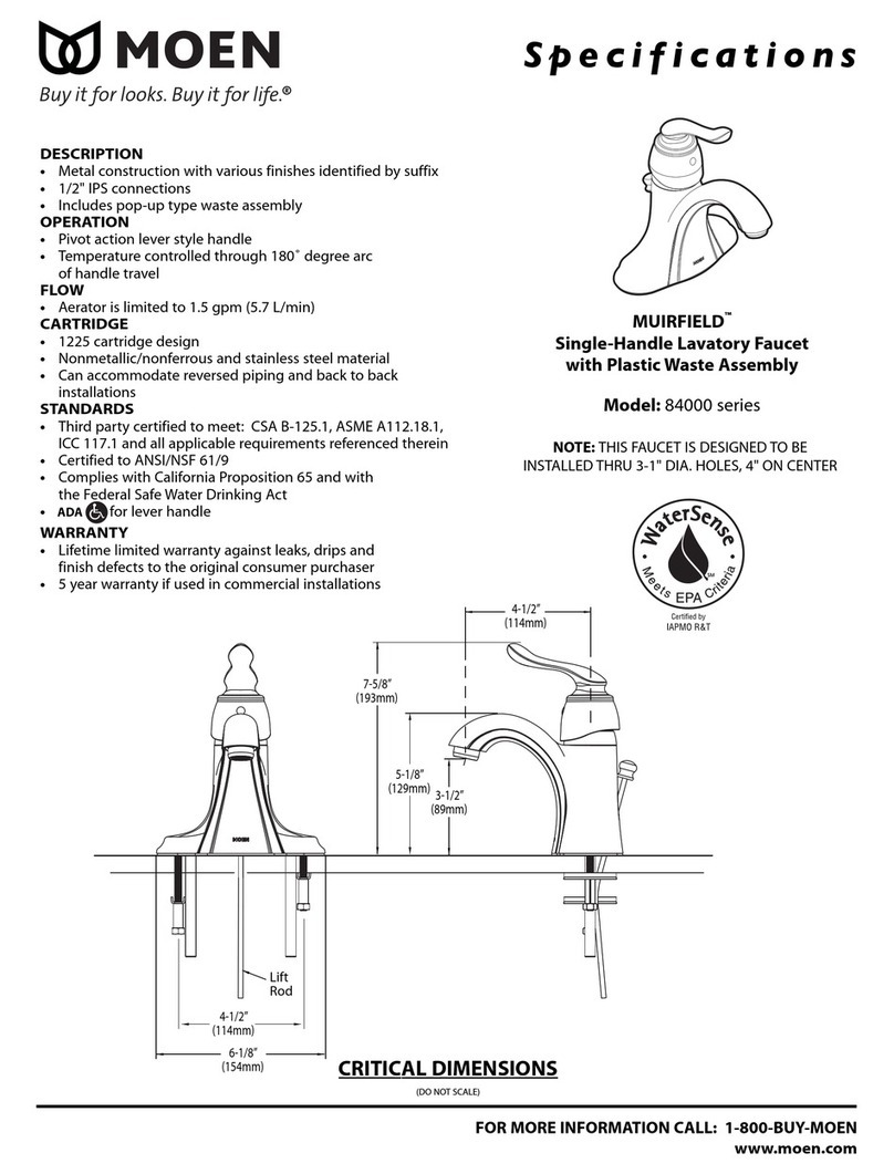 Moen Muirfield 84000 series Specifications