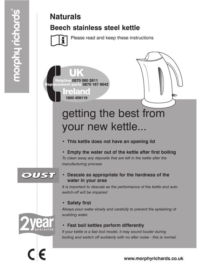 Morphy Richards Beech stainless steel kettle instructions
