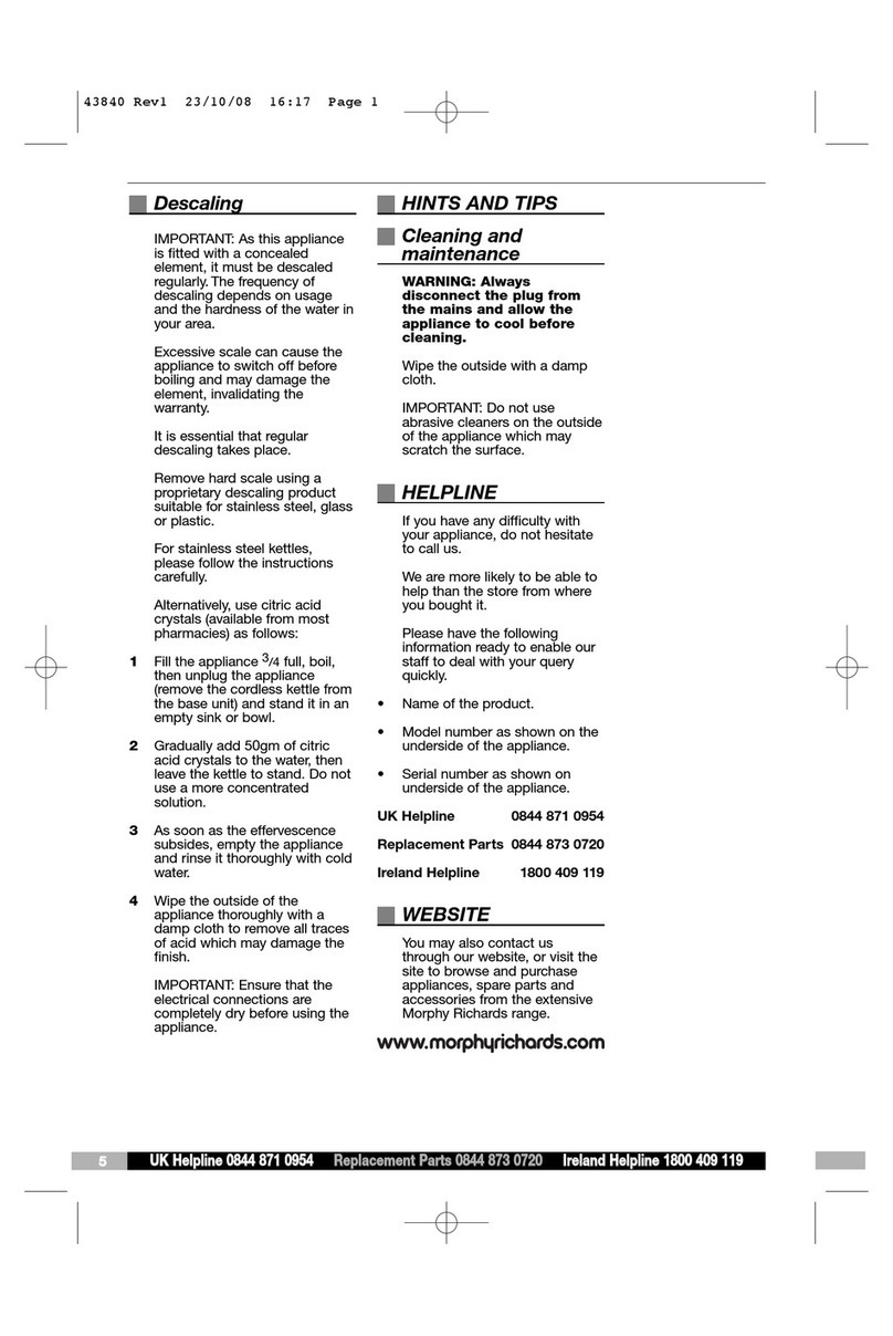 Morphy Richards 0844 873 0720 User manual
