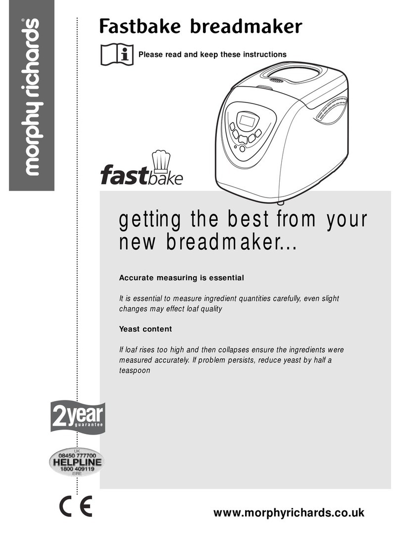 Morphy Richards Fastbake breadmaker owner's manual