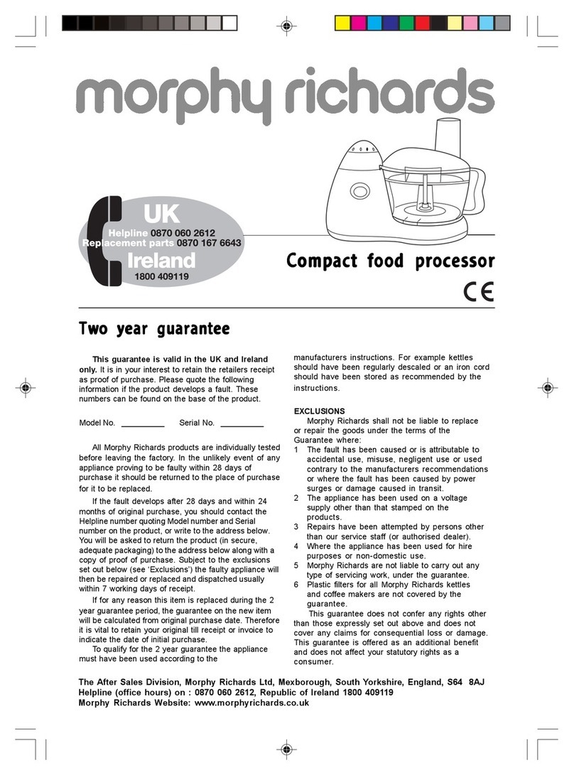 Morphy Richards Compact Food Processor owner's manual