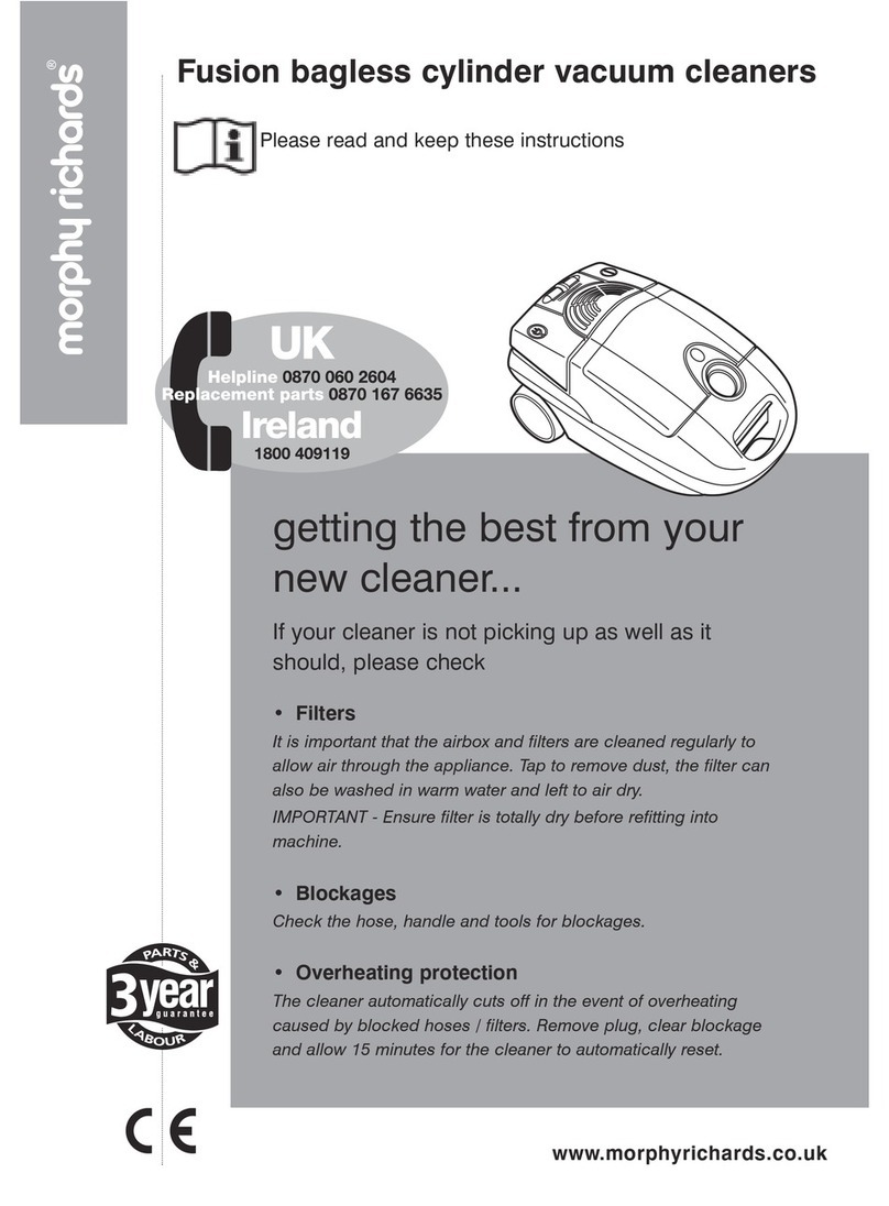 Morphy Richards Vacuum Cleaner instructions