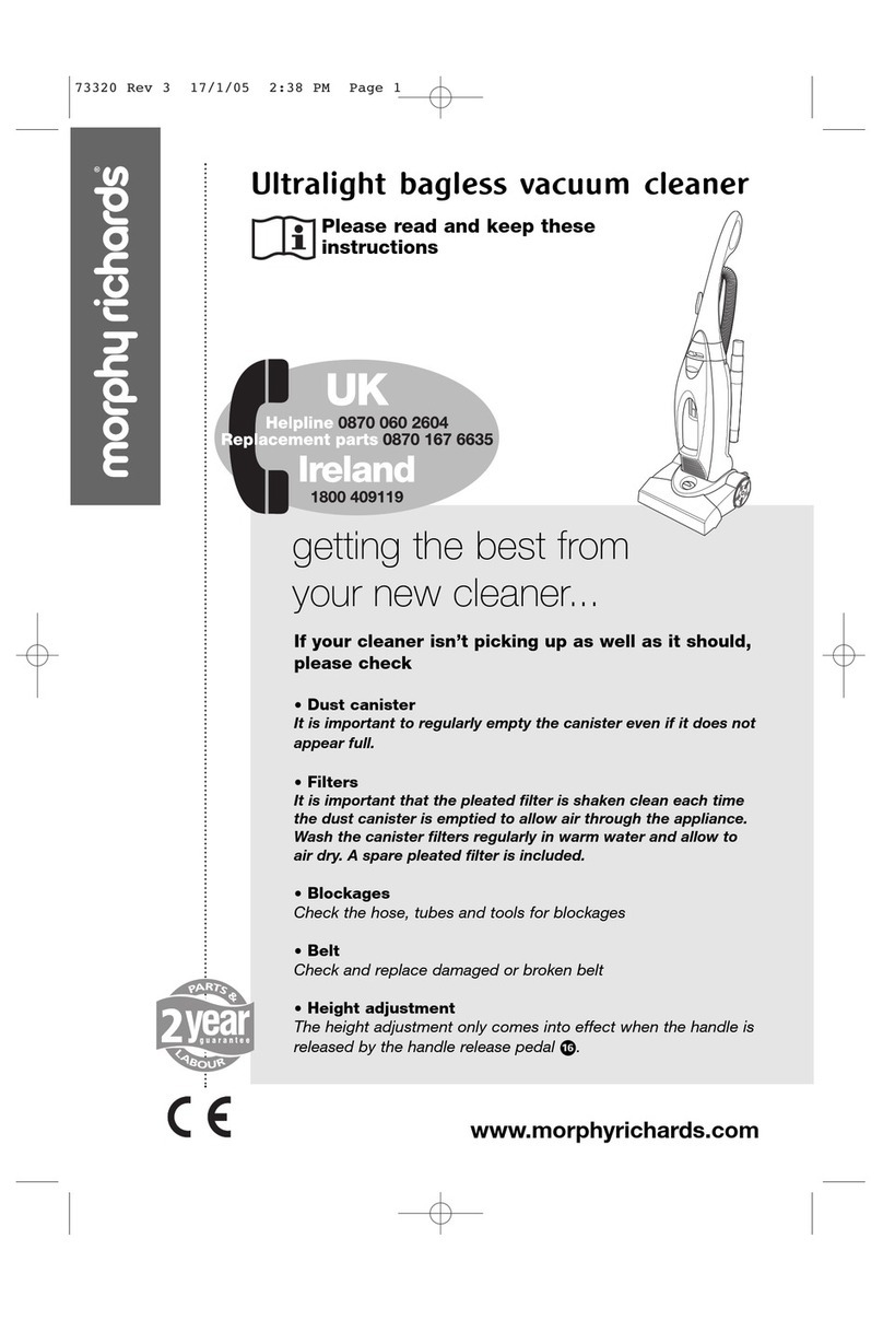 Morphy Richards Upright Bagless Vacuum Cleaner instructions