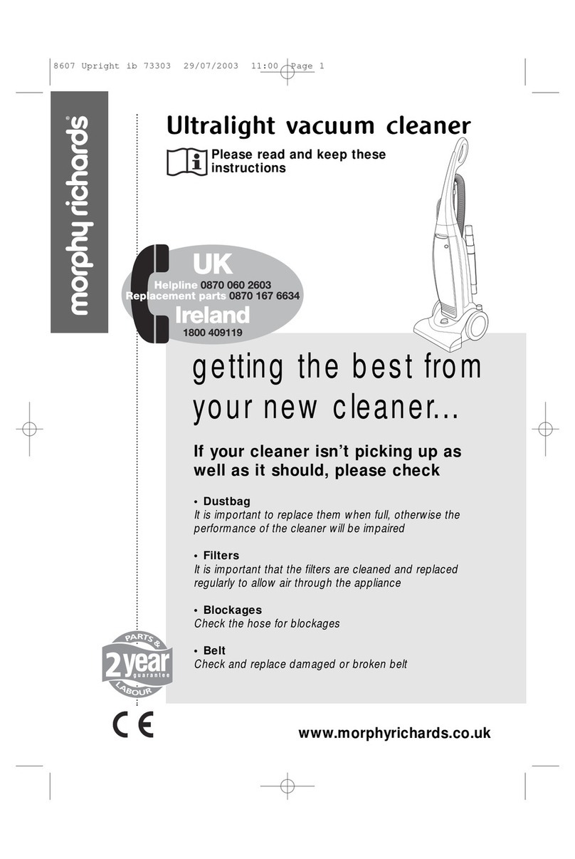 Morphy Richards Ultralight vacuum cleaner owner's manual