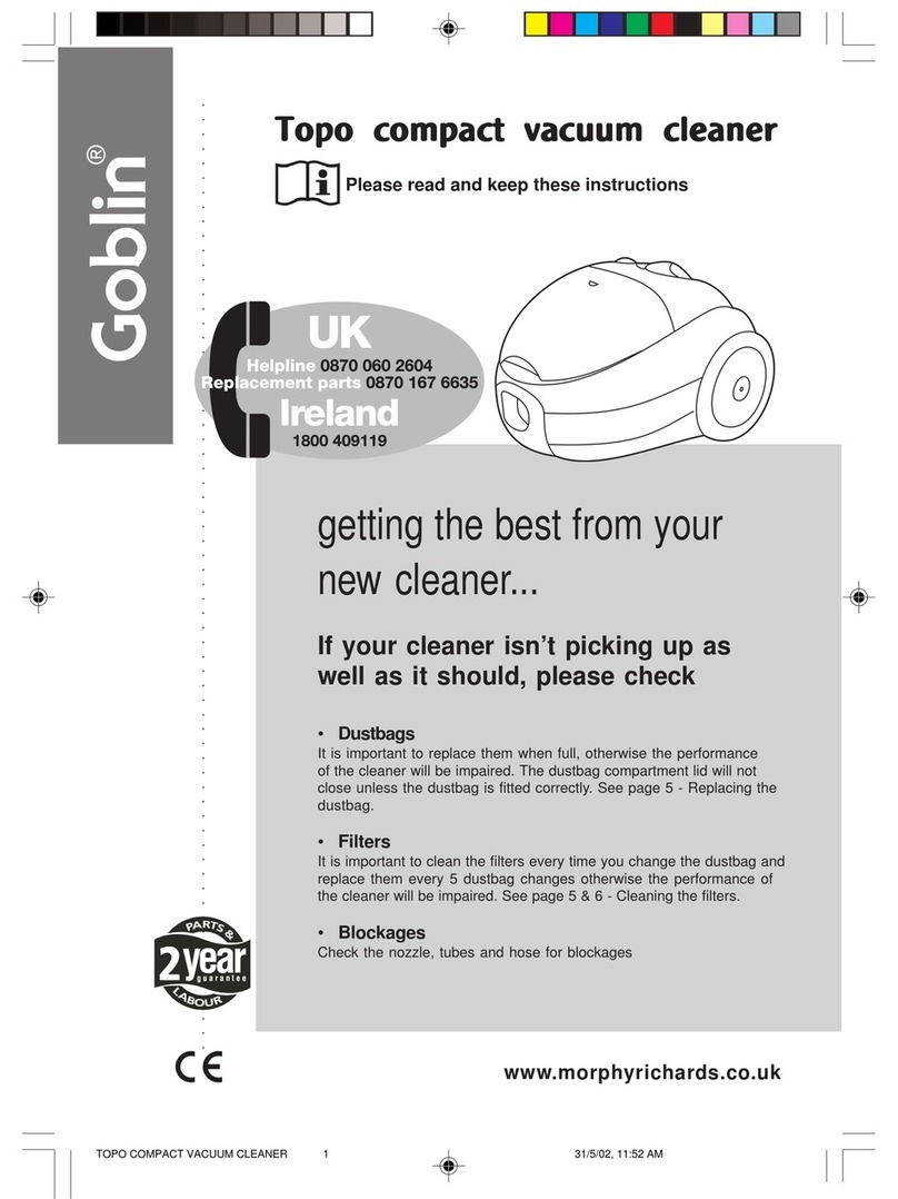 Morphy Richards Topo compact vacuum cleaner User manual Morphy Richards Topo compact vacuum cleaner User manual
