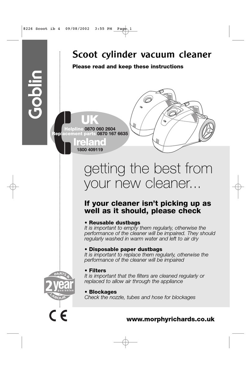 Morphy Richards Scoot cylinder vacuum cleaner User manual Morphy Richards Scoot cylinder vacuum cleaner User manual