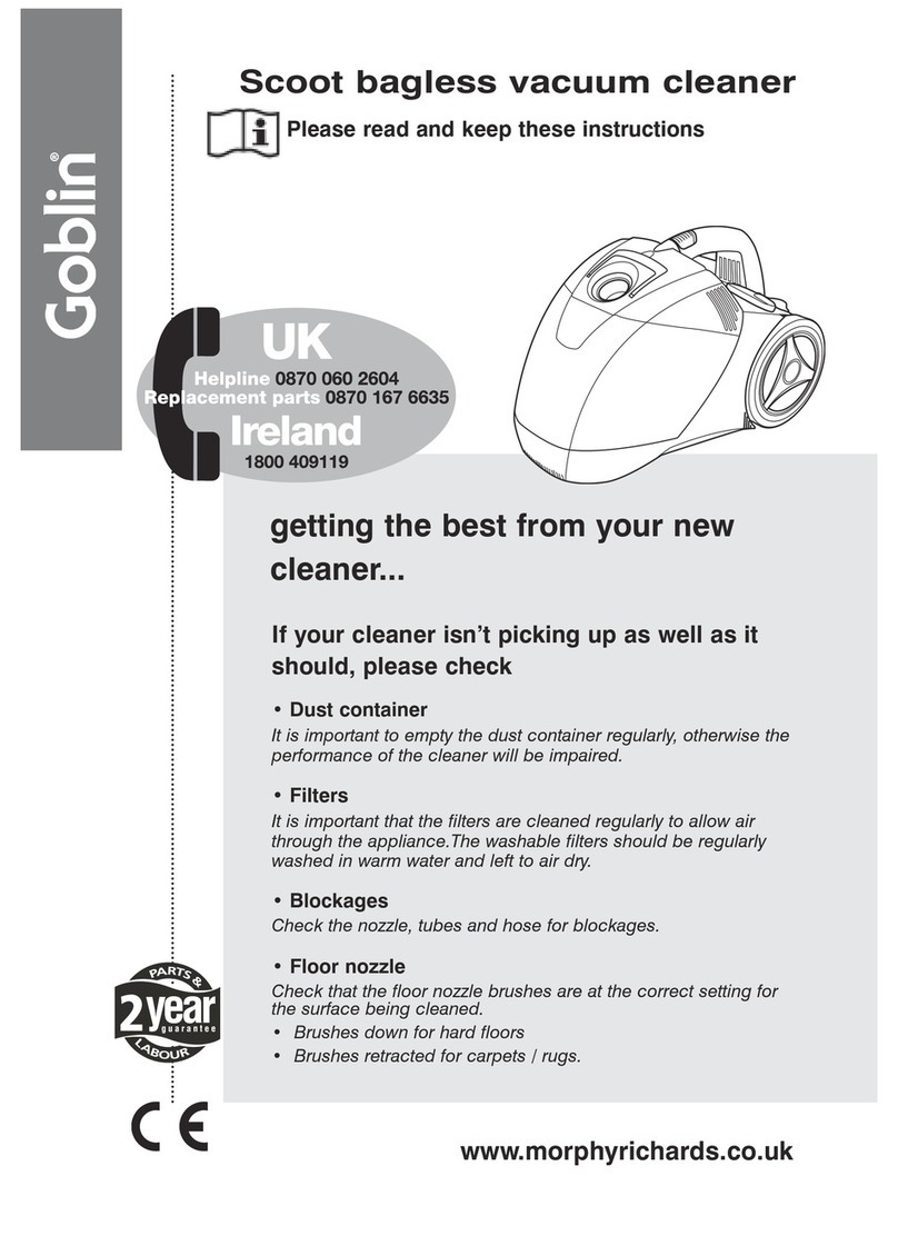 Morphy Richards Scoot bagless vacuum cleaner User manual