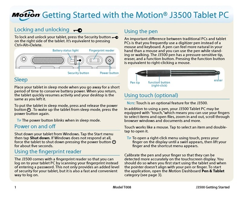 Motion Computing J3500 Specification sheet