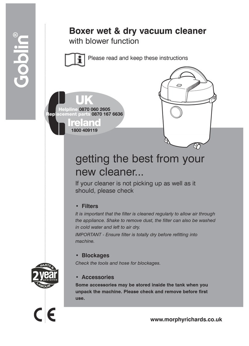 Morphy Richards Boxer wet & dry vacuum cleaner instructions