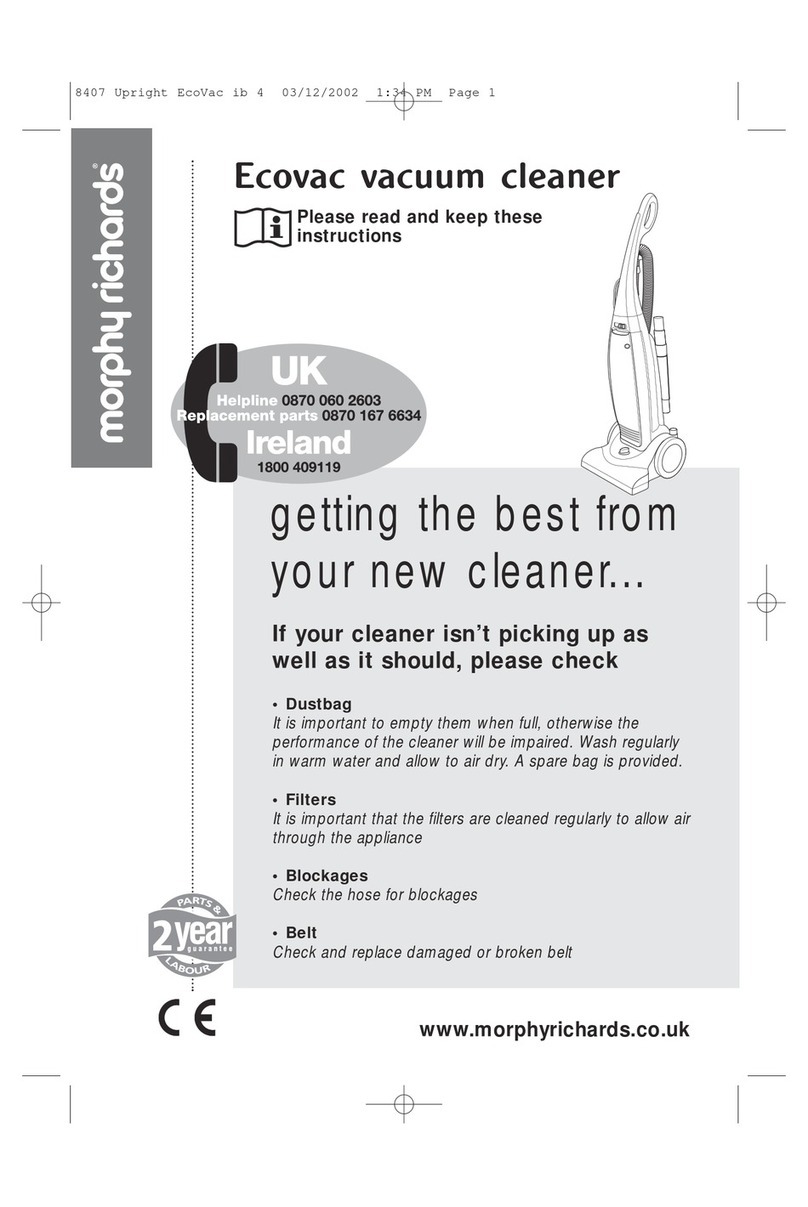 Morphy Richards Ecovac vacuum cleaner User manual Morphy Richards Ecovac vacuum cleaner User manual
