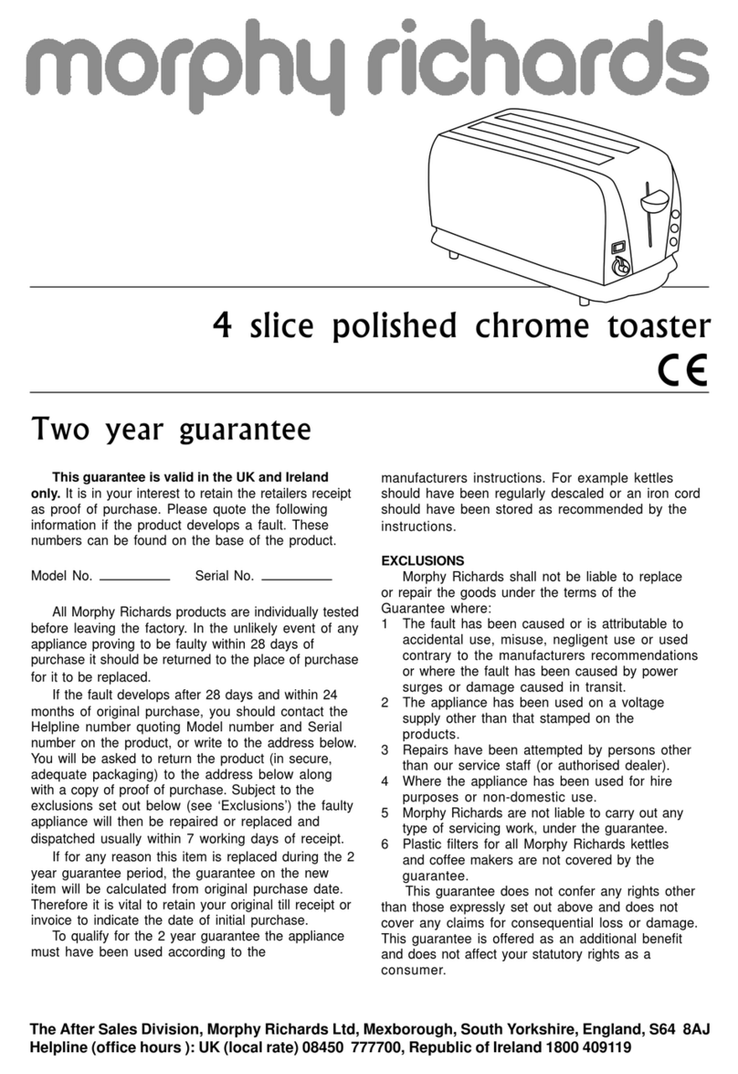 Morphy Richards 4 slice polished chrome toaster User manual