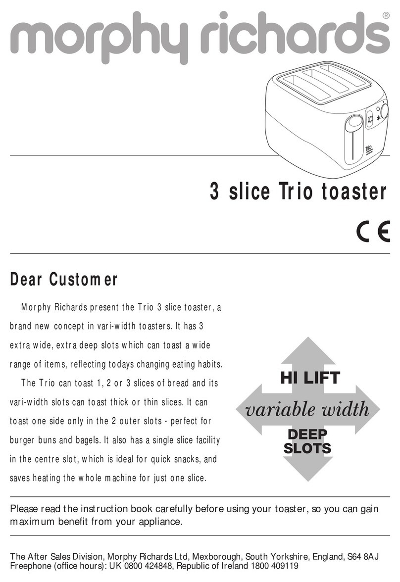 Morphy Richards 3 slice Trio toaster instructions
