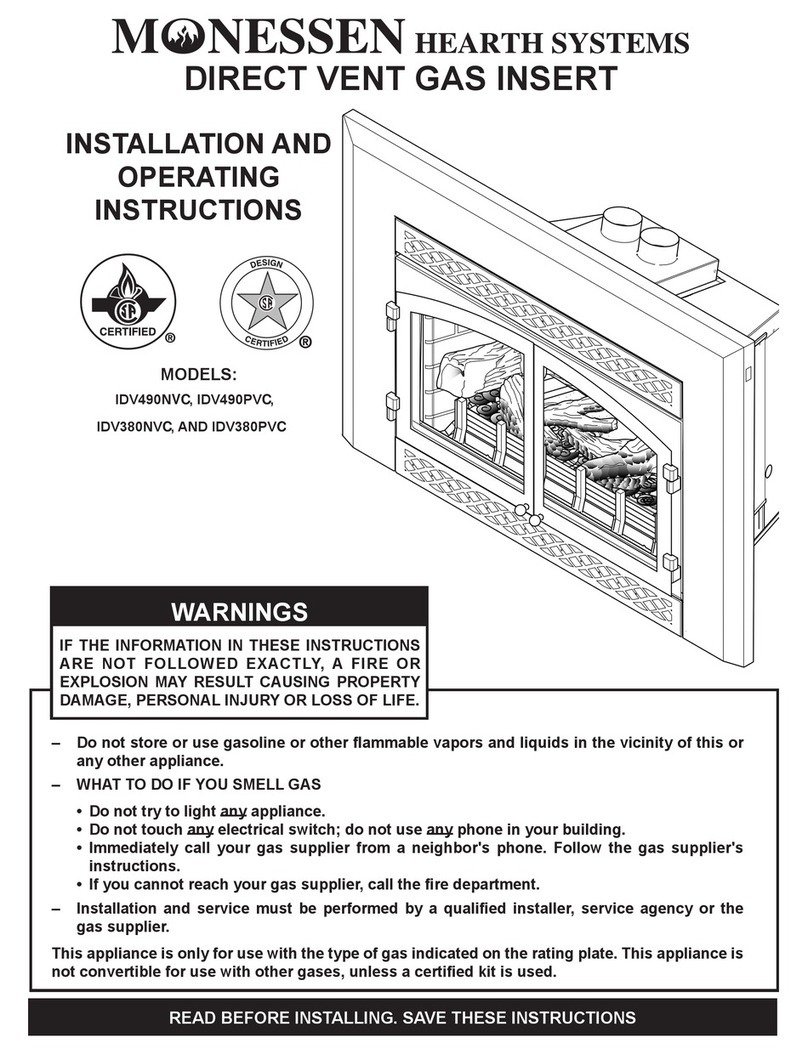 Monessen Hearth Direct Vent Gas Insert IDV380NVC User manual Monessen Hearth Direct Vent Gas Insert IDV380NVC User manual