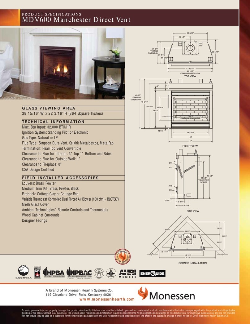 Monessen Hearth Direct Vent Gas Fireplace MDV600 Installation instructions