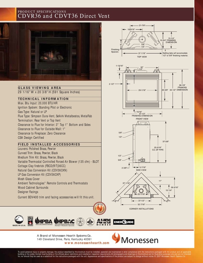 Monessen Hearth Direct Vent Gas Fireplace CDVR36 Installation instructions Monessen Hearth Direct Vent Gas Fireplace CDVR36 Installation instructions
