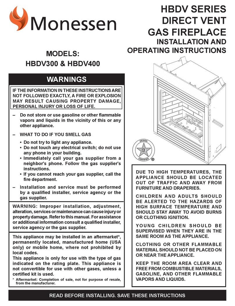 Monessen Hearth Direct Vent Gas Fireplace HBDV300 User manual