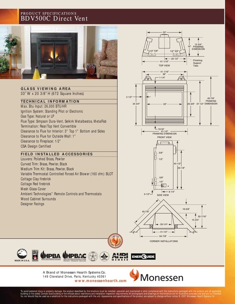 Monessen Hearth Direct Vent BDV500C Installation instructions