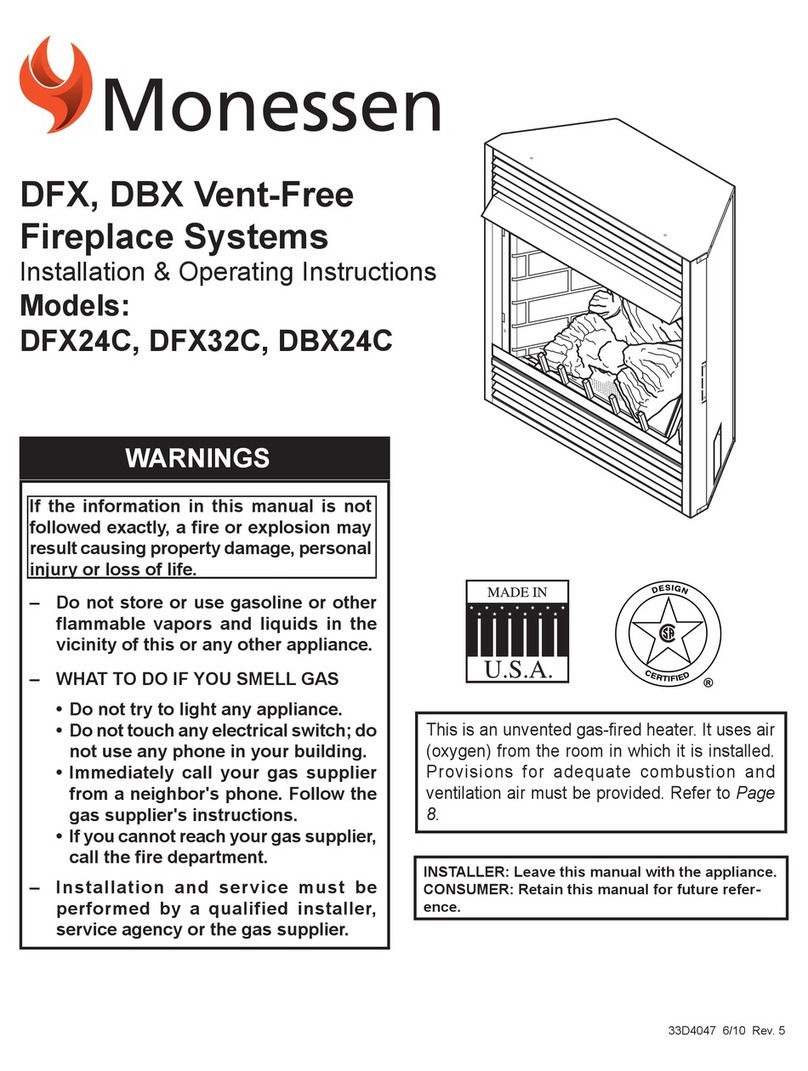 Monessen Hearth DFX DBX24C Installation and operating instructions Monessen Hearth DFX DBX24C Installation and operating instructions