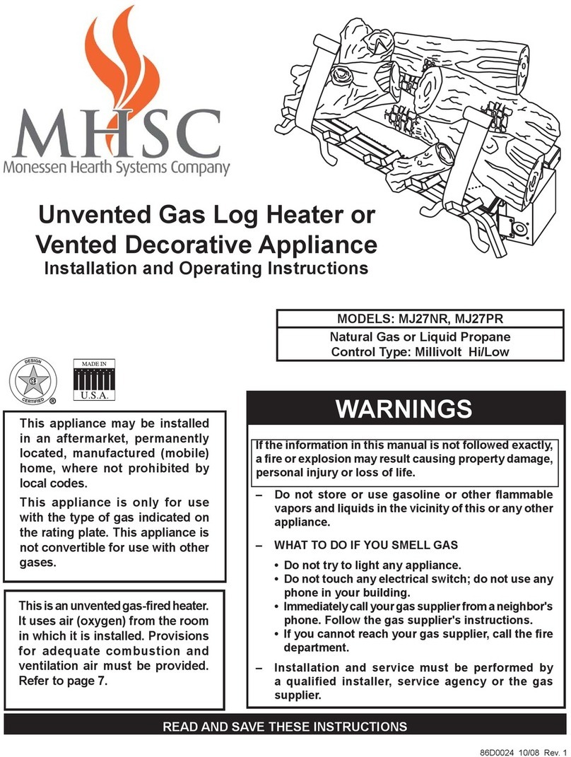 Monessen Hearth Mojo MJ27NR User manual