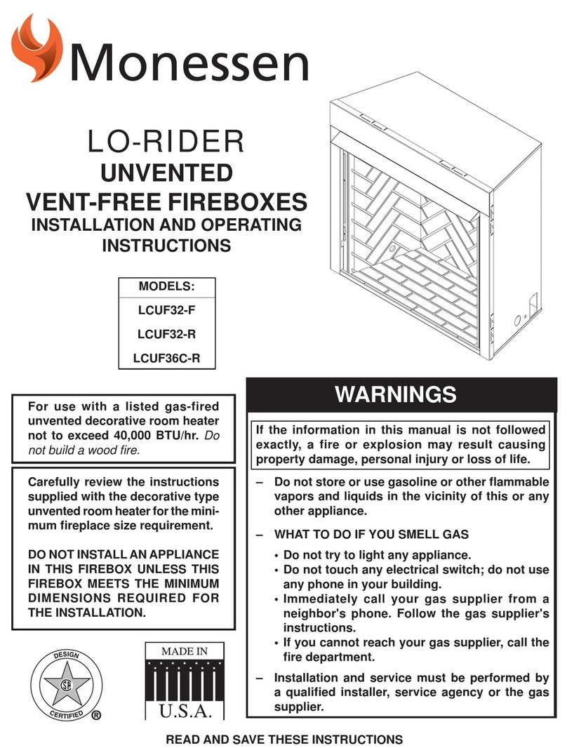 Monessen Hearth Lo-Rider LCUF32-F Installation and operating instructions