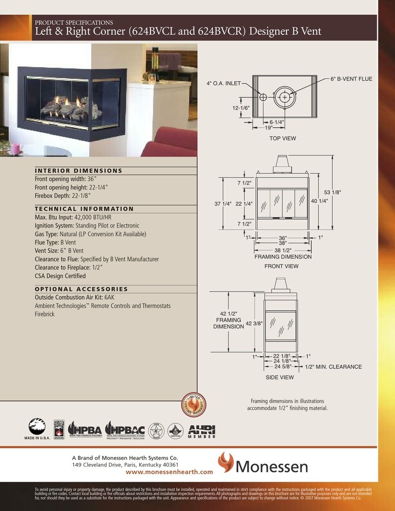 Monessen Hearth Indoor Woodburning Fireplace 624BVCL Installation instructions Monessen Hearth Indoor Woodburning Fireplace 624BVCL Installation instructions
