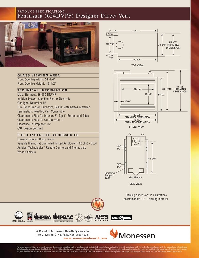 Monessen Hearth Peninsula 624DVPF Installation instructions