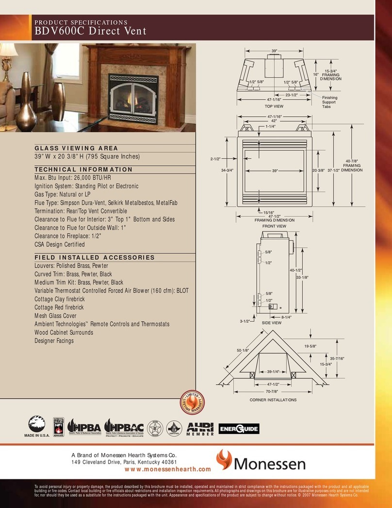 Monessen Hearth Indoor Gas Fireplace BDV600C Installation instructions Monessen Hearth Indoor Gas Fireplace BDV600C Installation instructions