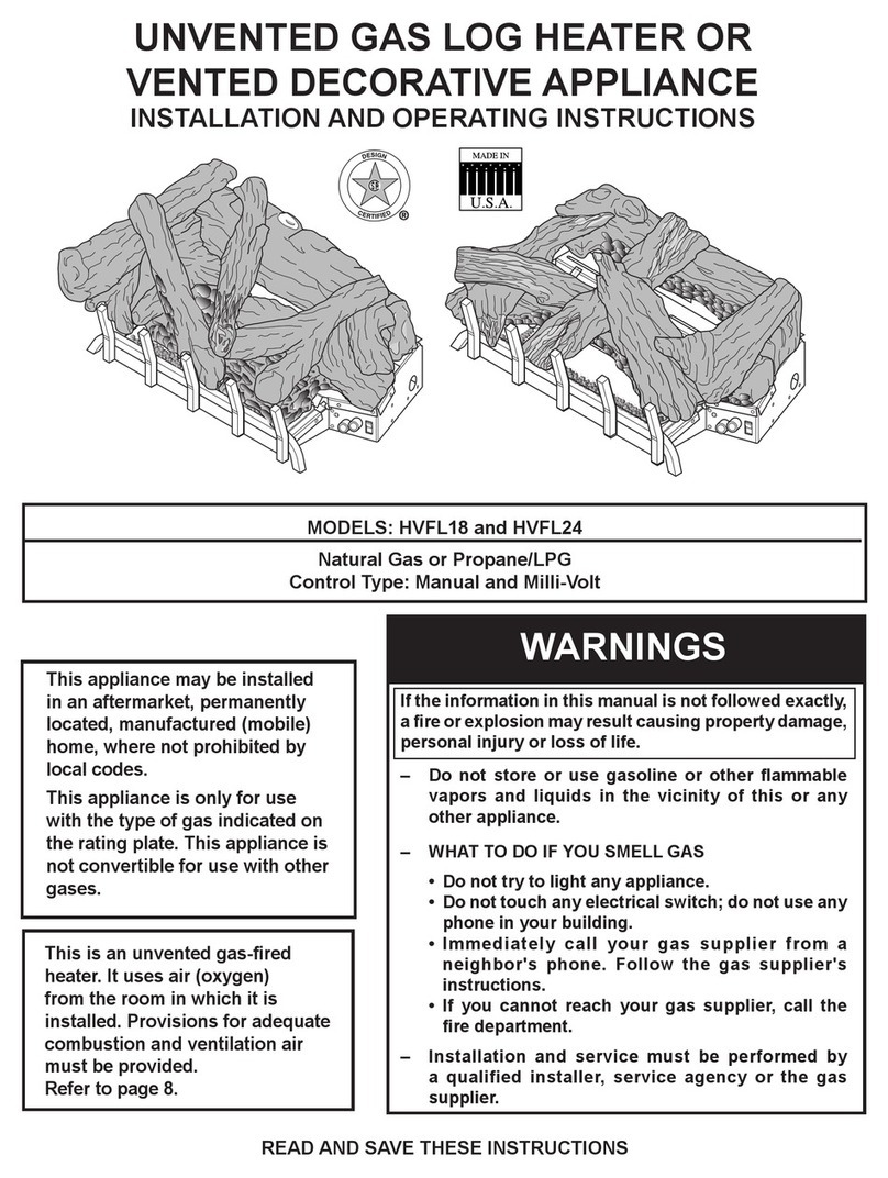 Monessen Hearth HVFL18 Installation and operating instructions