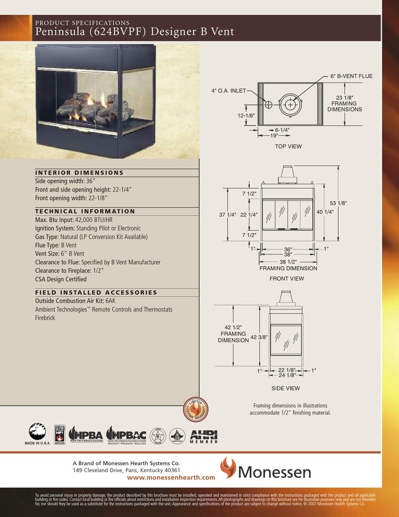 Monessen Hearth Indoor Gas Fireplace 624BVPF Product specifications Monessen Hearth Indoor Gas Fireplace 624BVPF Product specifications