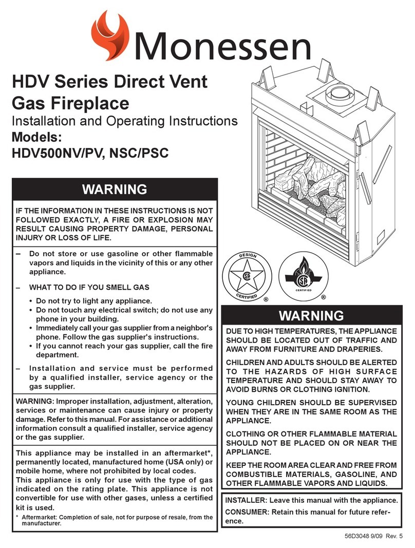 Monessen Hearth HDV500NV/PV User manual Monessen Hearth HDV500NV/PV User manual