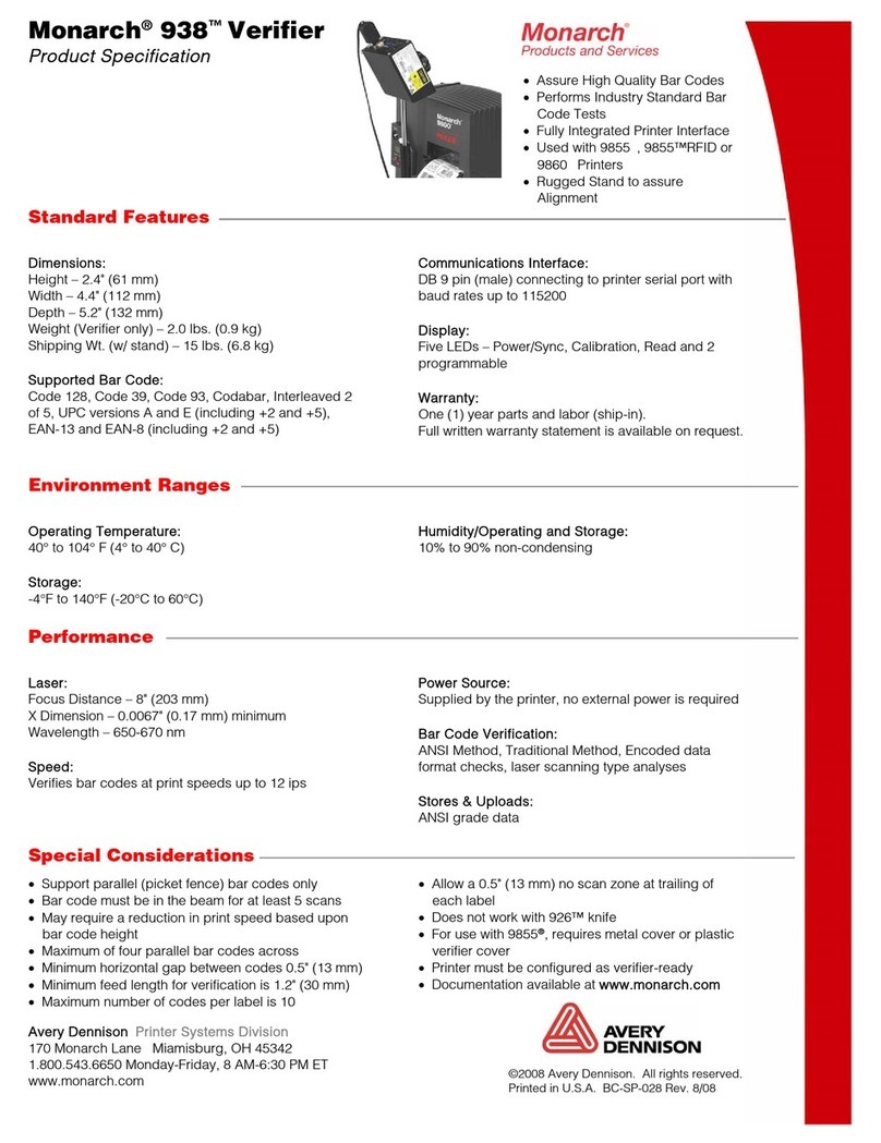 Avery Dennison Monarch 938 specification