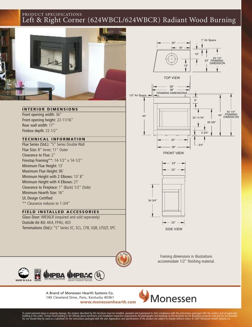 Monessen Hearth Corner Fireplace 624WBCL Installation instructions